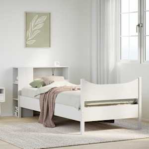 Posteljni okvir brez vzmetnice bel 75x190 cm trdna borovina