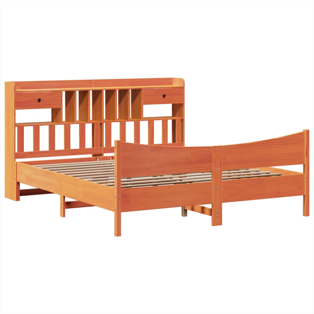 vidaXL Bedframe zonder matras massief grenenhout wasbruin 200x200 cm afbeelding