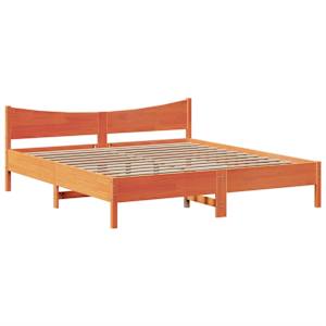 Postel bez matrace voskově hnědá 200 x 200 cm masivní borovice - obrázek 5