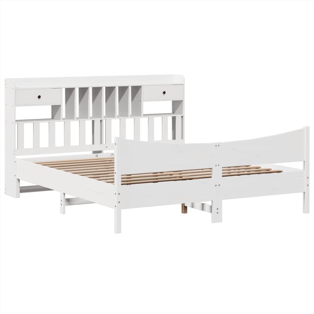 vidaXL Bedframe zonder matras massief grenenhout wit 180x200 cm afbeelding