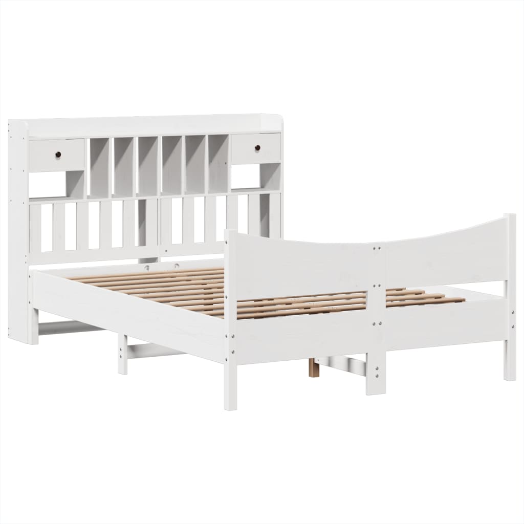 vidaXL Bedframe zonder matras massief grenenhout wit 150x200 cm afbeelding