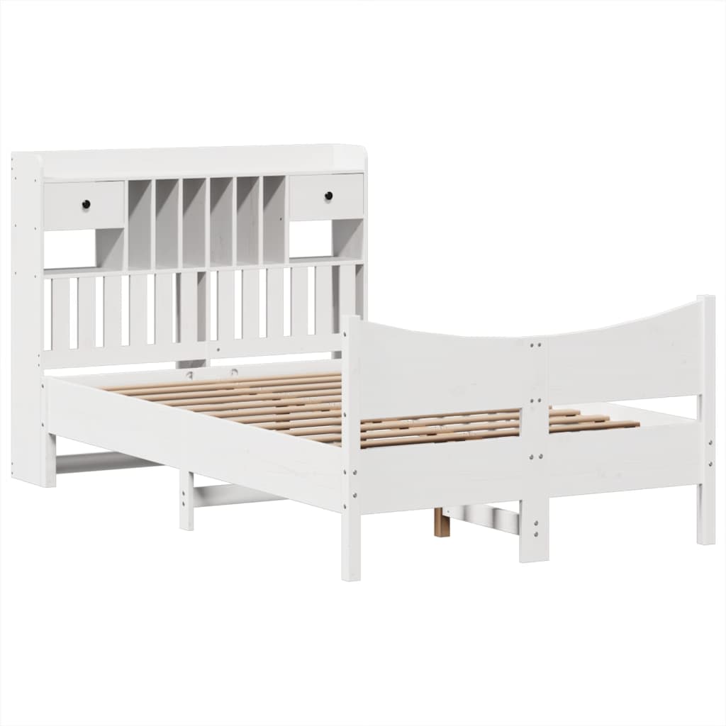 vidaXL fehér tömör fenyőfa ágy matrac nélkül 135 x 190 cm