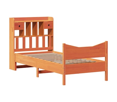 vidaXL Bed Frame without Mattress Wax Brown 90x190 cm Single Solid Wood Pine