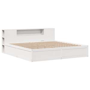vidaXL Massivholzbett ohne Matratze Wei&szlig; 200x200 cm Kiefernholz