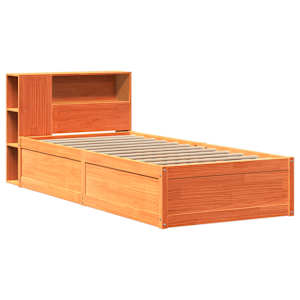 vidaXL Cadre de lit sans matelas cire marron 90x190 cm bois pin massif