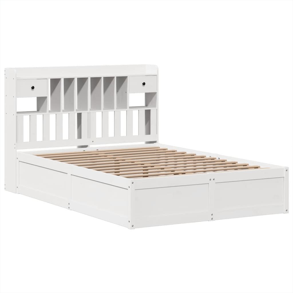 vidaXL Bedframe zonder matras massief grenenhout wit 140x200 cm afbeelding