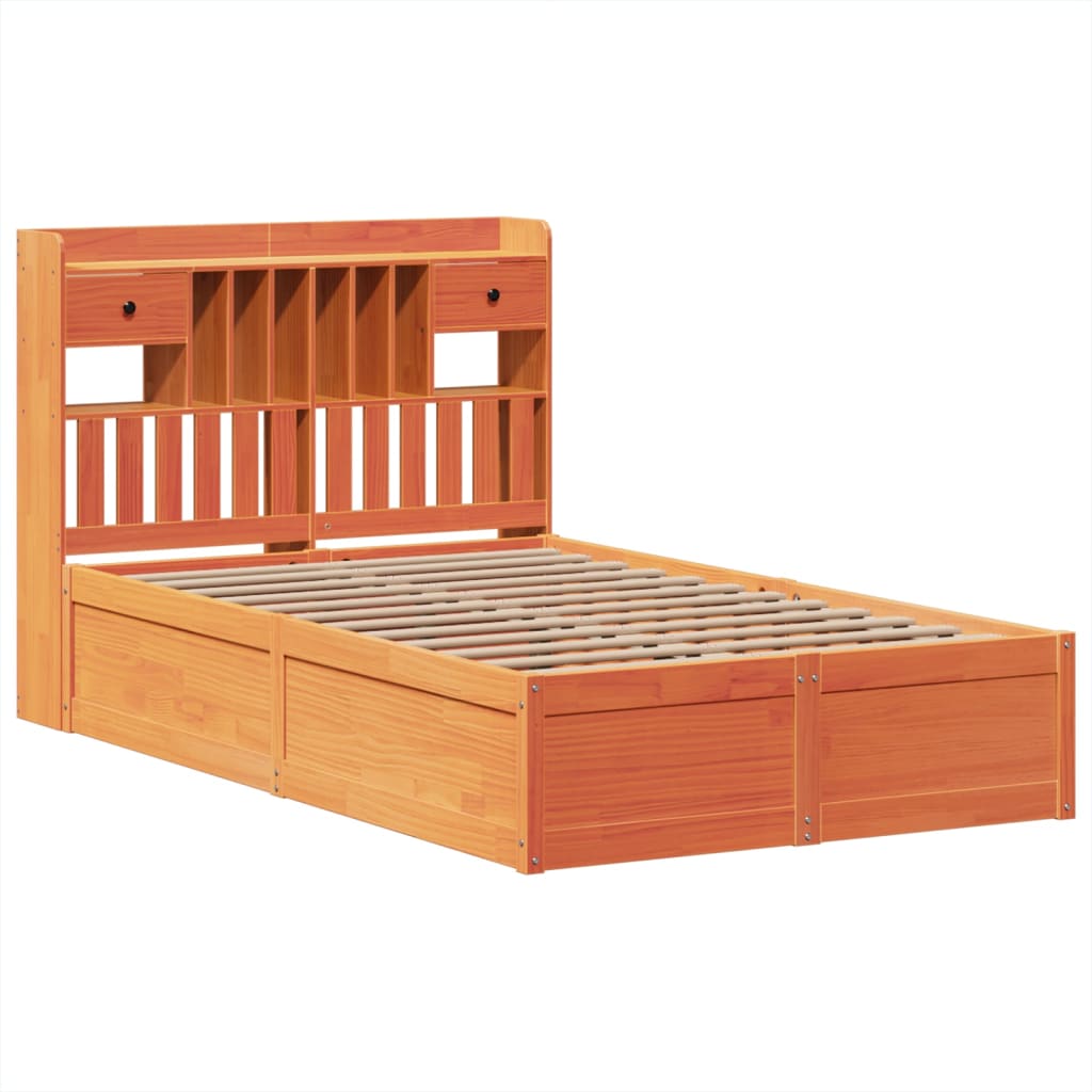 vidaXL Bedframe zonder matras massief grenenhout wasbruin 135x190 cm afbeelding