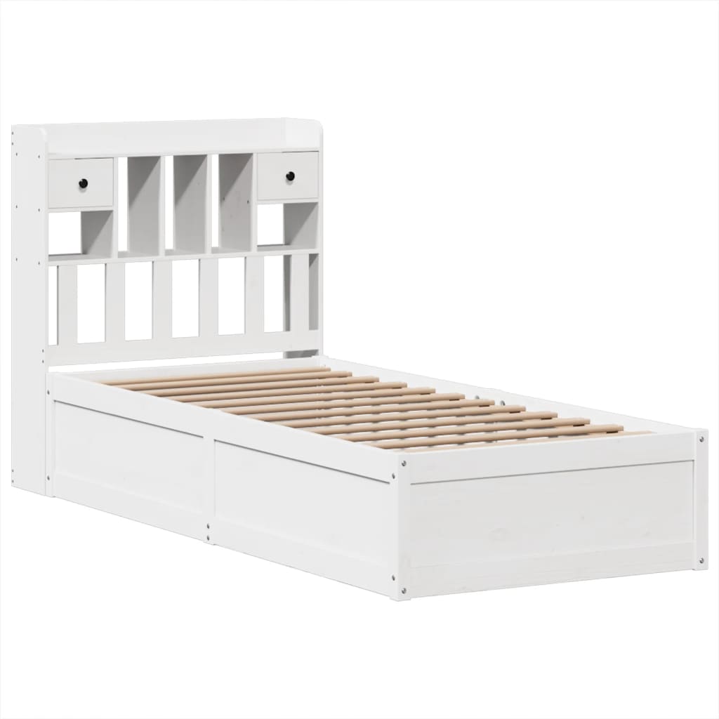 vidaXL Bedframe zonder matras massief grenenhout wit 75x190 cm afbeelding