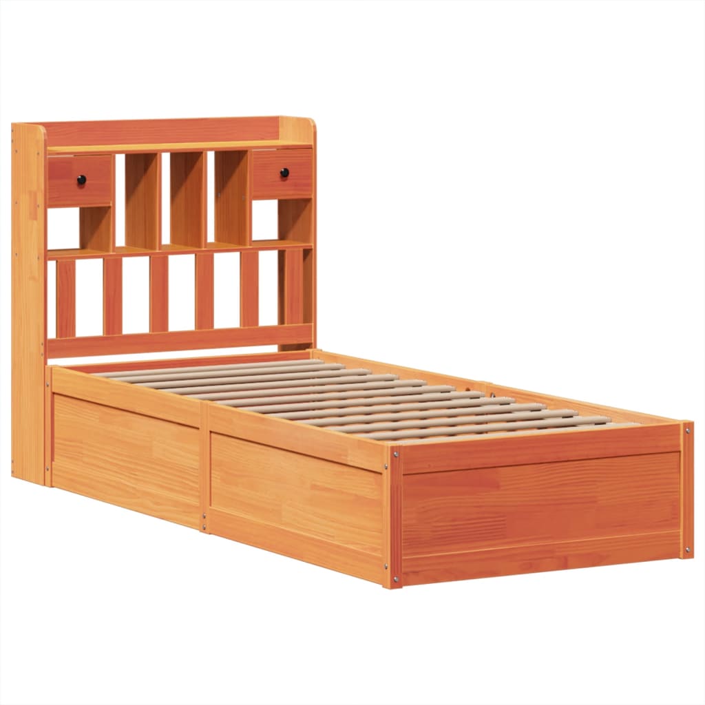 vidaXL Bedframe zonder matras massief grenenhout wasbruin 75x190 cm afbeelding