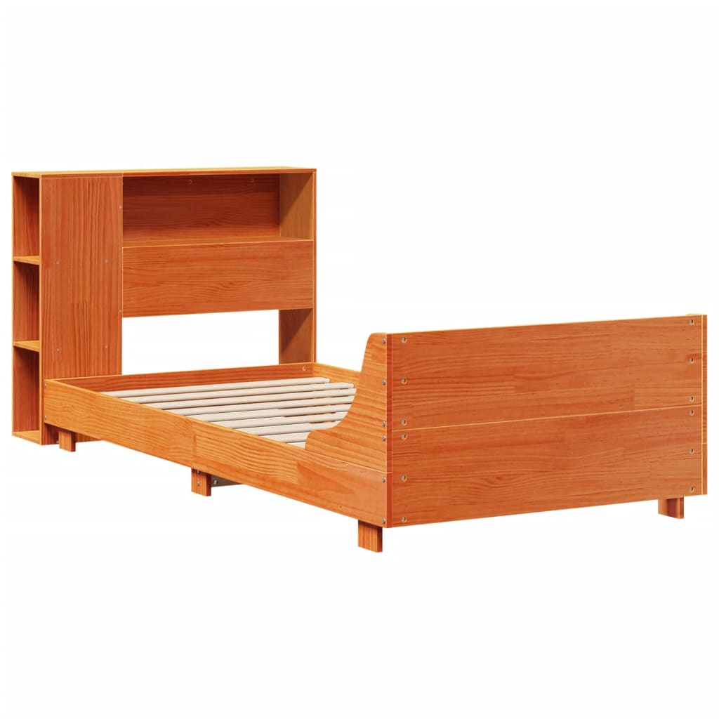 vidaXL Bedframe zonder matras massief grenenhout wasbruin 100x200 cm afbeelding