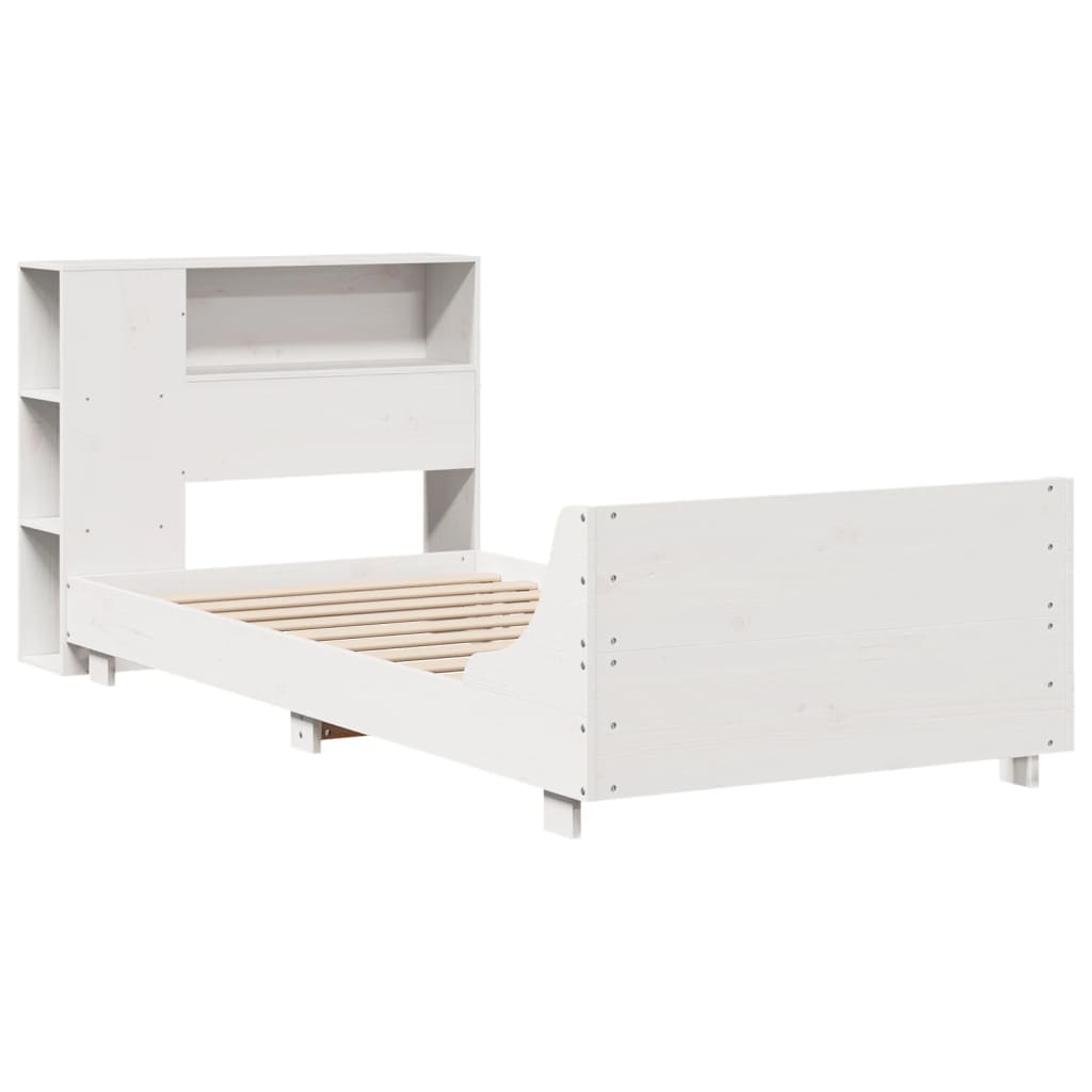 vidaXL Bedframe zonder matras massief grenenhout wit 90x200 cm afbeelding