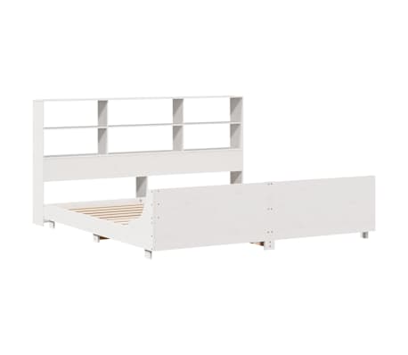 vidaXL Cadru de pat fără saltea, alb, 200x200 cm, lemn masiv pin
