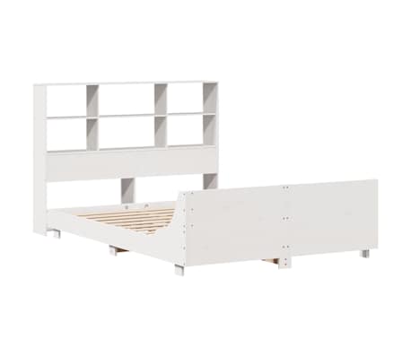 vidaXL Cadru de pat fără saltea, alb, 150x200 cm, lemn masiv pin