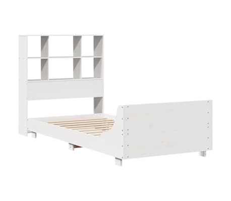 vidaXL Рамка за легло без матрак, бял, 90x200 см, бор масив