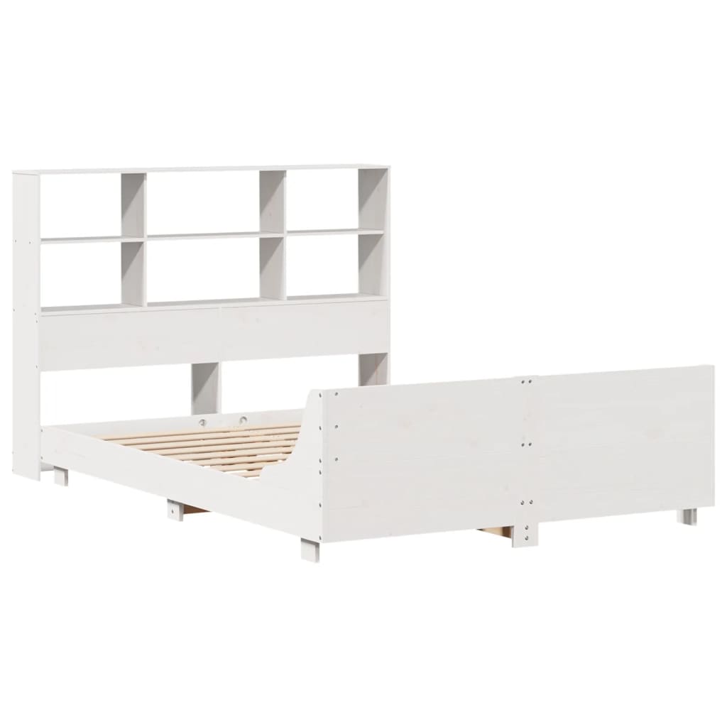 vidaXL Bedframe zonder matras massief grenenhout wit 140x190 cm afbeelding