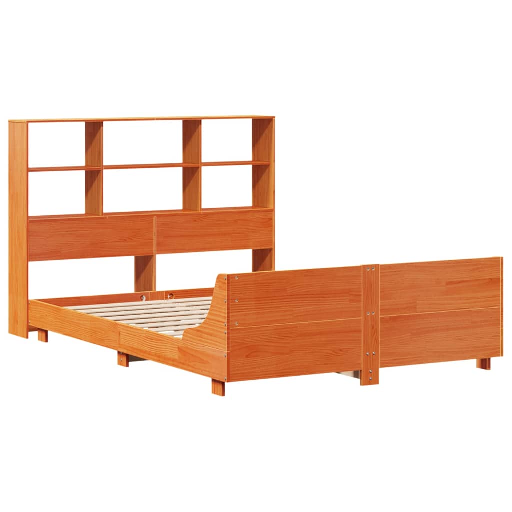 vidaXL Bedframe zonder matras massief grenenhout wasbruin 135x190 cm afbeelding