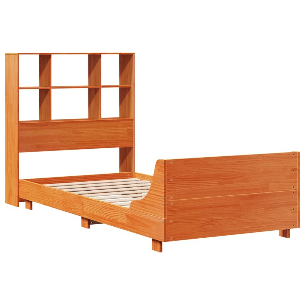 vidaXL Sängynrunko ilman patjaa vahanruskea 90x190 cm täysi mänty