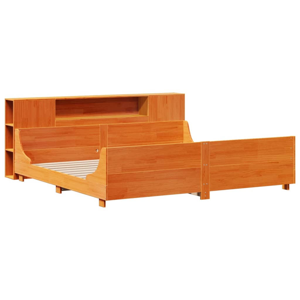 vidaXL Bedframe zonder matras massief grenenhout wasbruin 200x200 cm afbeelding