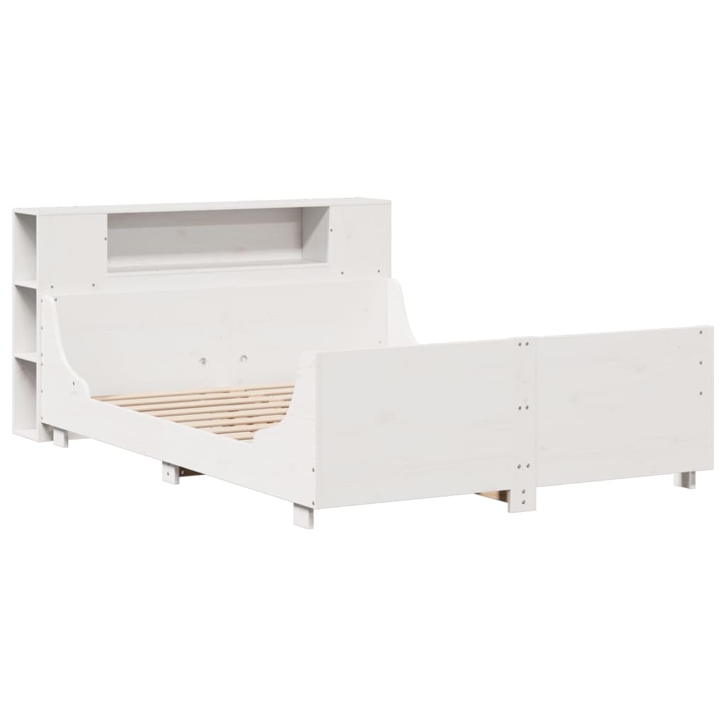 vidaXL Bedframe zonder matras massief grenenhout wit 140x200 cm afbeelding