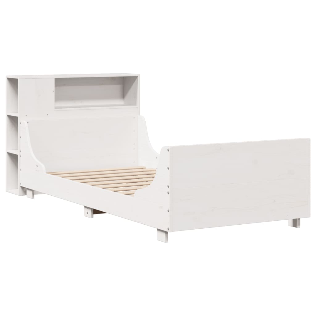 vidaXL Bedframe zonder matras massief grenenhout wit 90x200 cm afbeelding