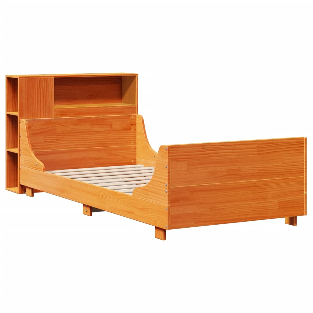 vidaXL Bedframe zonder matras massief grenenhout wasbruin 75x190 cm afbeelding