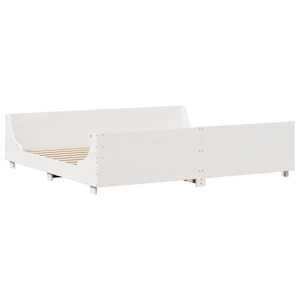 Postel s knihovnou bez matrace bílá 180 x 200 cm masivní dřevo - obrázek 8