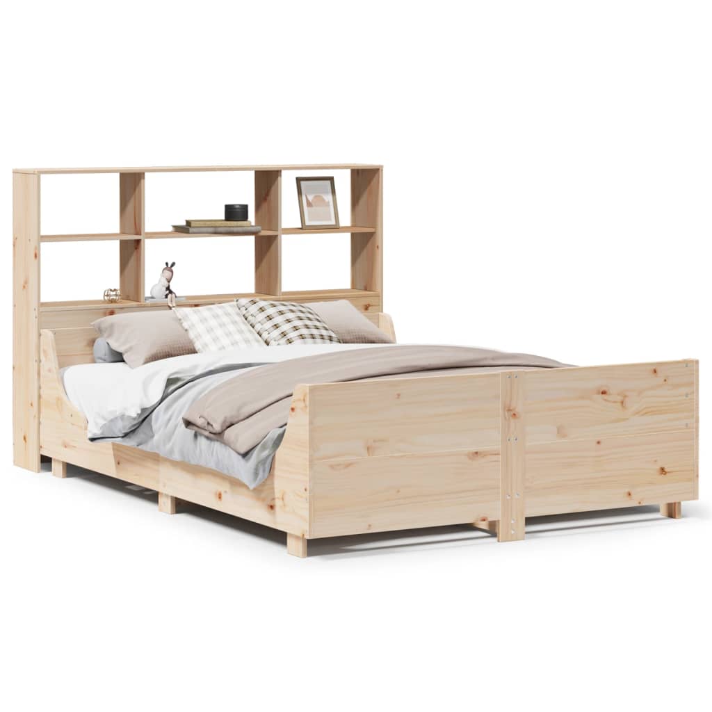 Thumbnail - vidaXL Massivholzbett mit Regal ohne Matratze 150x200 cm Massivholz