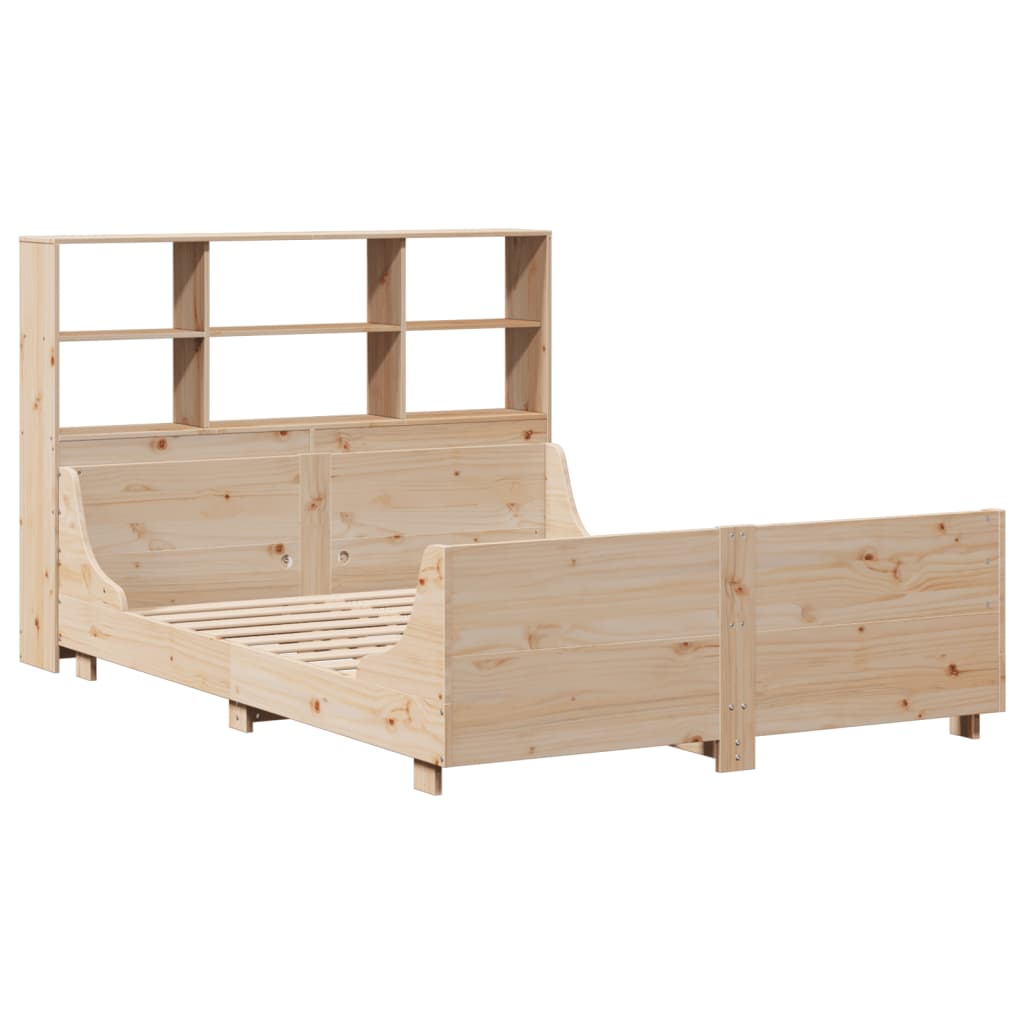 vidaXL Bed met boekenkast zonder matras massief hout 150x200 cm afbeelding
