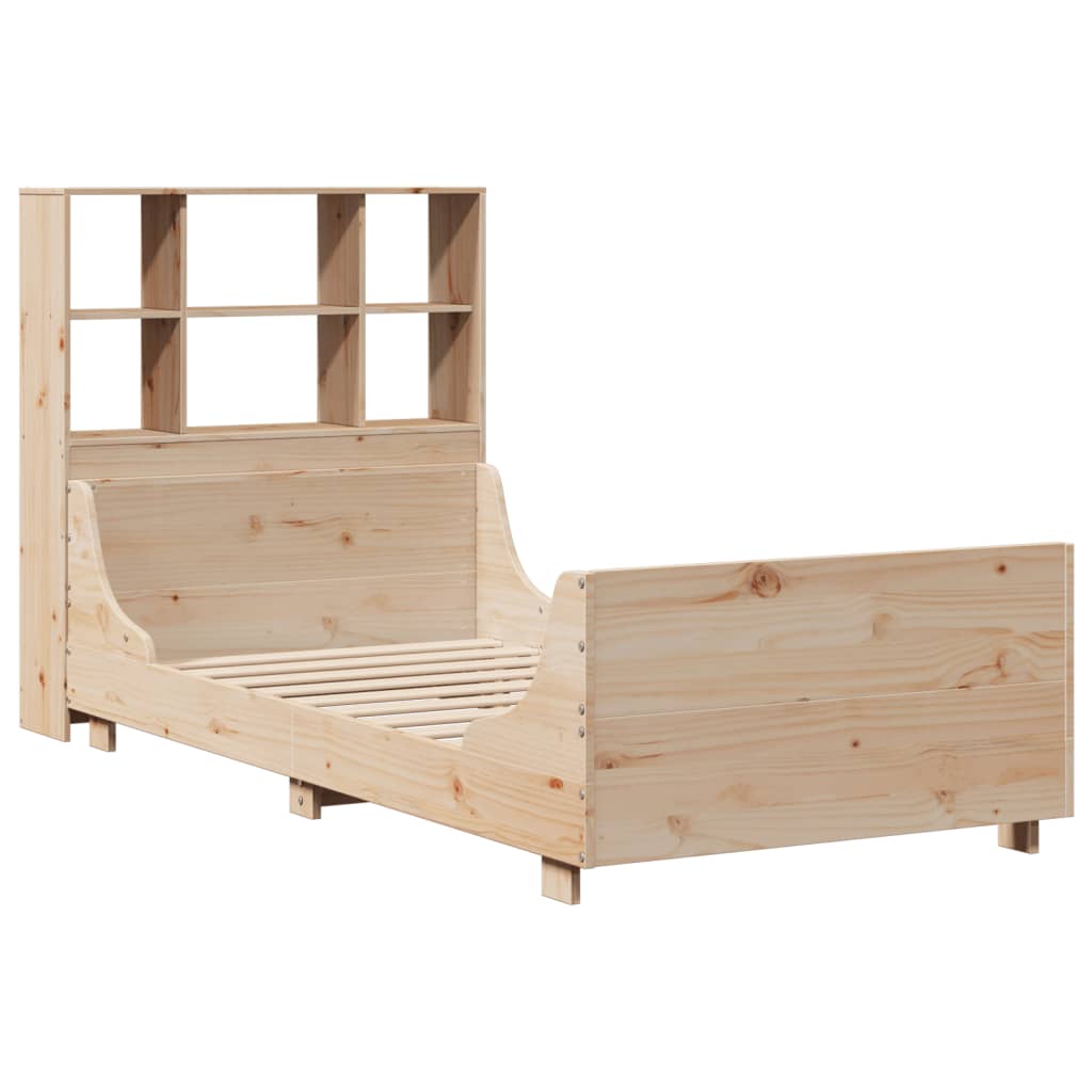 vidaXL Bed met boekenkast zonder matras massief hout 90x200 cm afbeelding