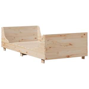 Postel s knihovnou bez matrace 90 x 200 cm masivní dřevo - obrázek 5