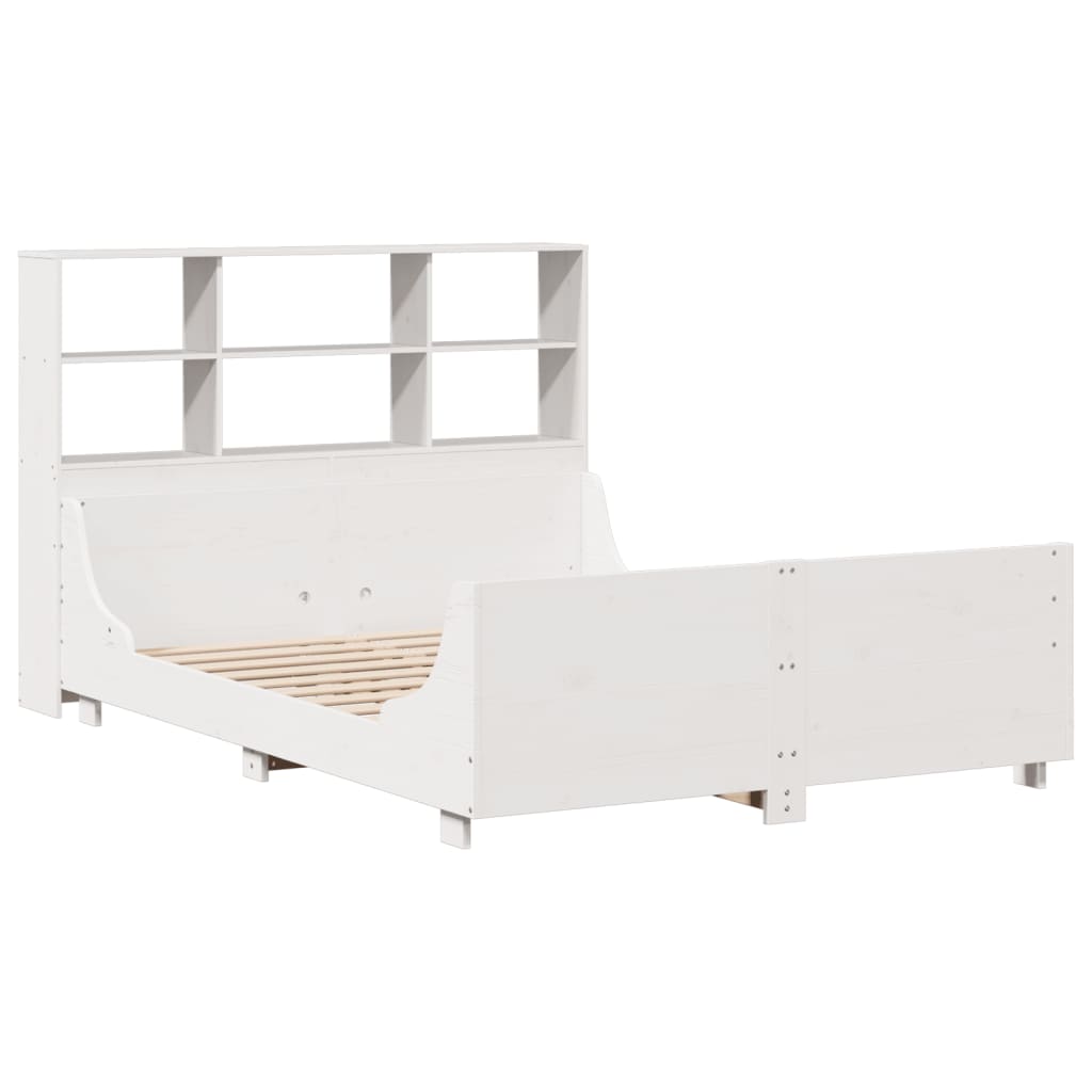 vidaXL Bed met boekenkast zonder matras massief hout wit 120x190 cm afbeelding
