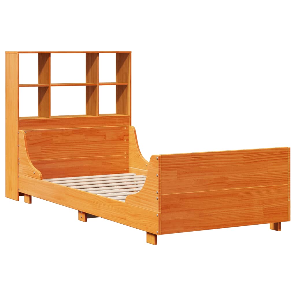 vidaXL Bed met boekenkast zonder matras hout wasbruin 90x190 cm afbeelding