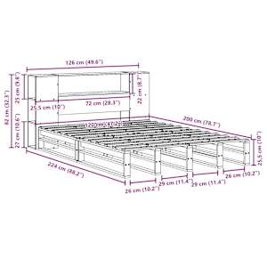 Postel s knihovnou bez matrace 120 x 200 cm masivní dřevo - obrázek 12