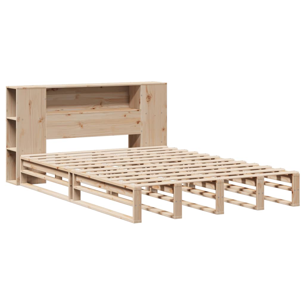 vidaXL Bed met boekenkast zonder matras massief hout 140x200 cm afbeelding