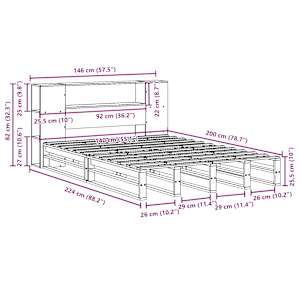 Postel s knihovnou bez matrace bílá 140 x 200 cm masivní dřevo - obrázek 12