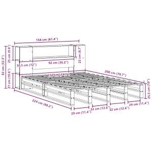 Postel s knihovnou bez matrace bílá 150 x 200 cm masivní dřevo - obrázek 12