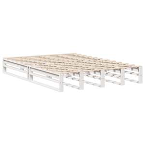 Postel s knihovnou bez matrace bílá 150 x 200 cm masivní dřevo - obrázek 6