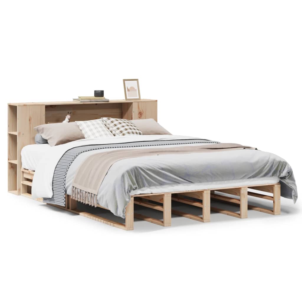 vidaXL Postel s knihovnou bez matrace 160 x 200 cm masivní dřevo
