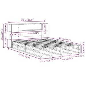 Postel s knihovnou bez matrace bílá 160 x 200 cm masivní dřevo - obrázek 12