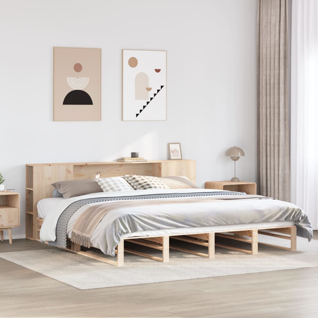 vidaXL Massivholzbett mit Regal ohne Matratze 180x200 cm Massivholz