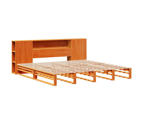 vidaXL Bed met boekenkast zonder matras hout wasbruin 180x200 cm