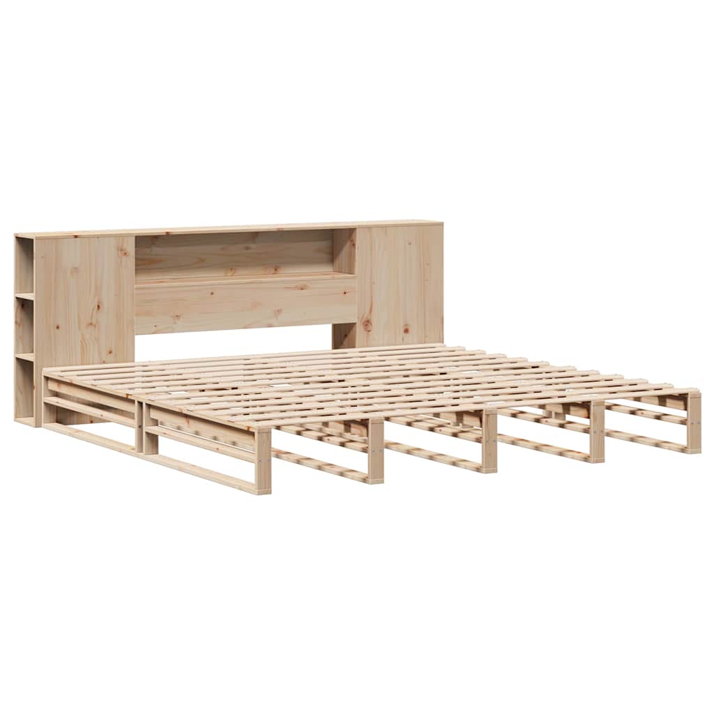 vidaXL Bed met boekenkast zonder matras massief hout 200x200 cm afbeelding