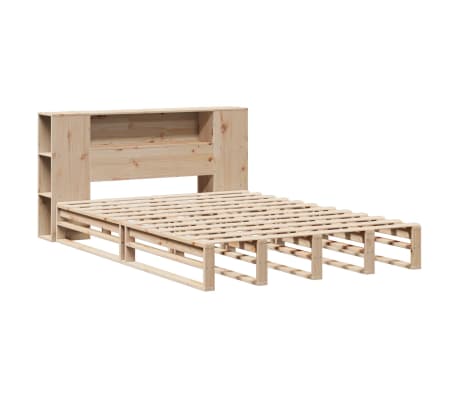vidaXL Lit biblioth&egrave;que sans matelas 140x190 cm bois massif