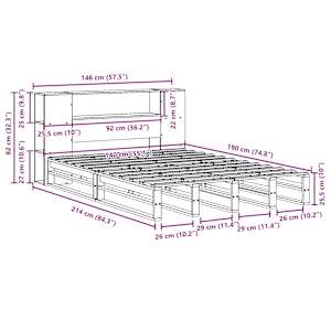 Postel s knihovnou bez matrace bílá 140 x 190 cm masivní dřevo - obrázek 12
