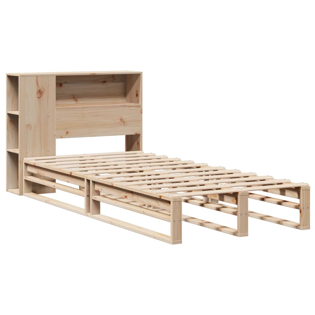 vidaXL Bed met boekenkast zonder matras massief hout 90x200 cm afbeelding