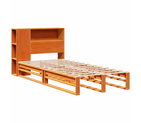 vidaXL Cama com estante sem colch&atilde;o 100x200 cm madeira maci&ccedil;a
