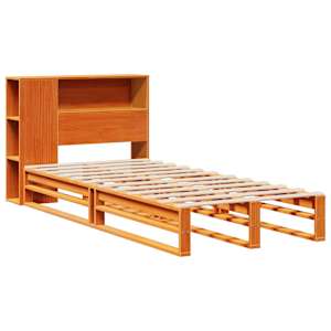 Postel s knihovnou bez matrace hnědá 75 x 190 cm masivní dřevo - obrázek 3