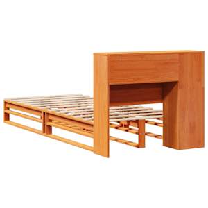 Postel s knihovnou bez matrace hnědá 75 x 190 cm masivní dřevo - obrázek 8