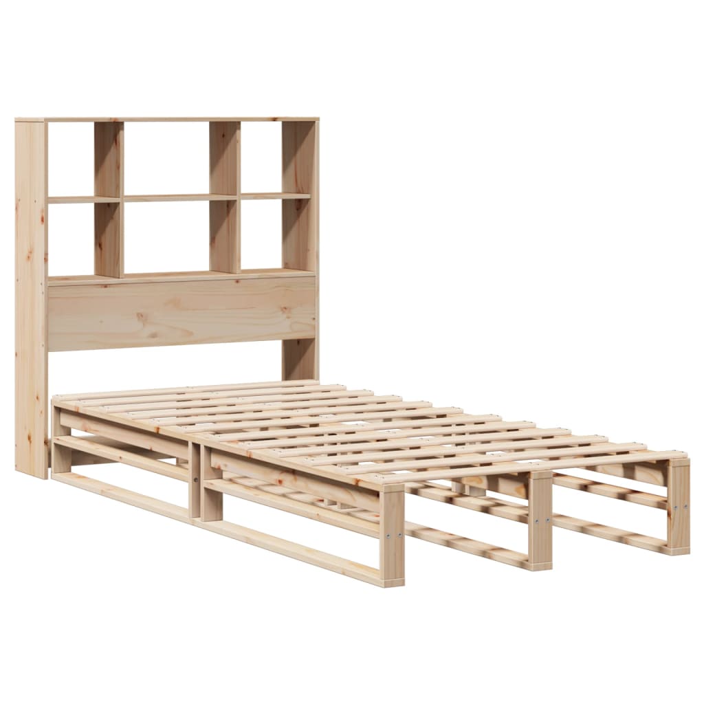 vidaXL Bed met boekenkast zonder matras massief hout 100x200 cm afbeelding