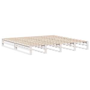 Postel s knihovnou bez matrace bílá 180 x 200 cm masivní dřevo - obrázek 5